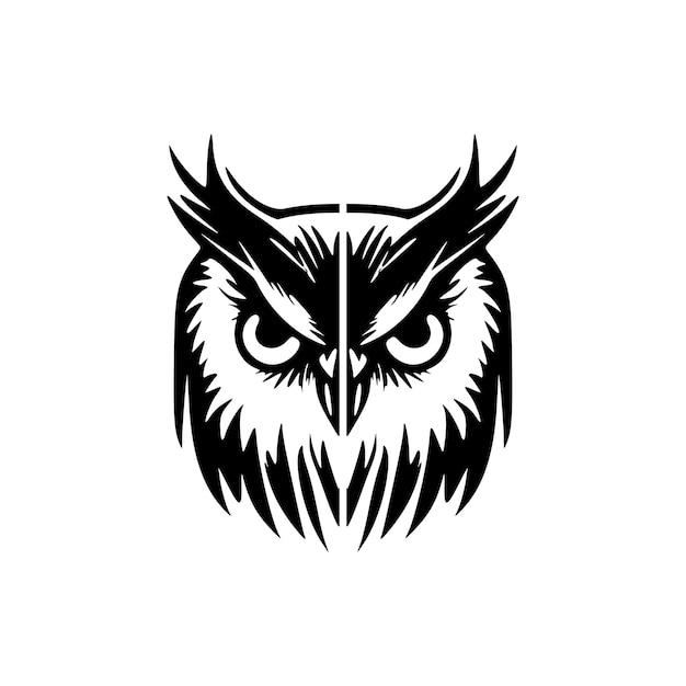 Logo vectoriel monochrome avec un hibou