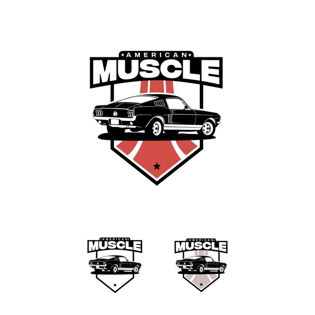 Logo Vectoriel De Muscle Car Américain Isolé Sur Fond Blanc Illustration De Voiture Classique Des Années 60