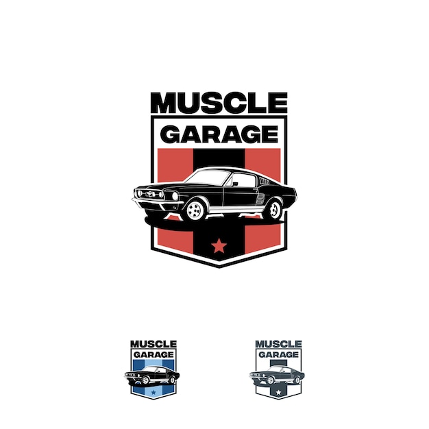 Logo Vectoriel De Muscle Car Américain Isolé Sur Fond Blanc Illustration De Voiture Classique Des Années 60