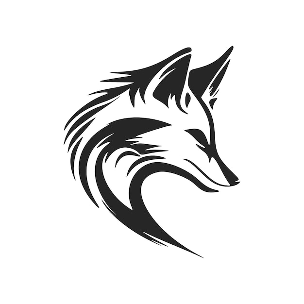 Logo vectoriel noir et blanc minimaliste pour une entreprise technologique avec une tête de renard