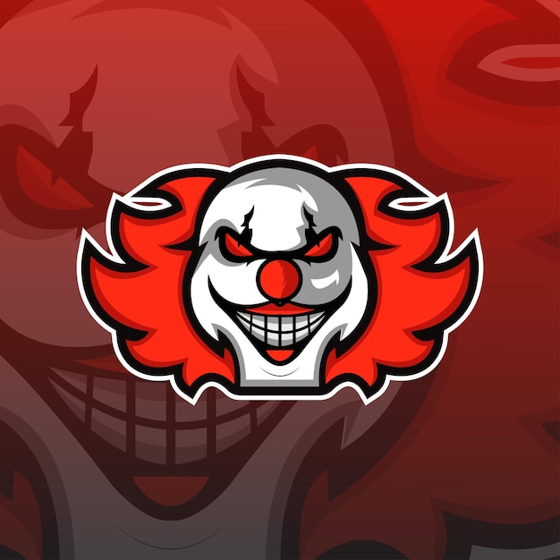 Logo Vectoriel De Personnage De Tête De Clown De Sourire Maléfique