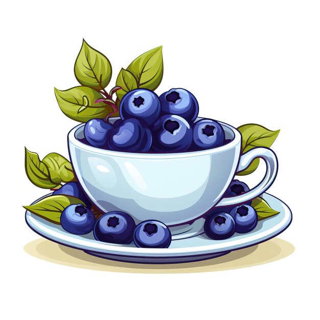 Vecteur logo vectoriel plat à fond blanc du vecteur vectoriel du thé aux bleuets