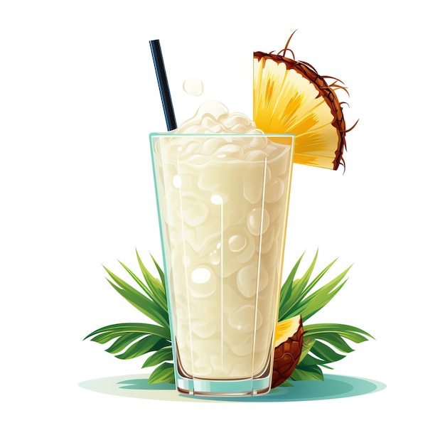 Le logo vectoriel plat de PinaColada vecteur fond blanc est 3D vecteur eau colorant animal boisson nourriture nourriture