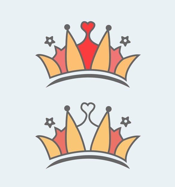 Logo Vectoriel Réaliste De La Couronne D'amour Pour L'illustration Du Roi Ou De La Reine