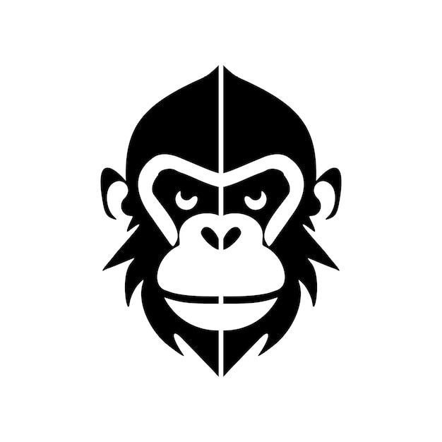 Le logo vectoriel de singe noir et blanc est habilement isolé sur un fond de blanc pur