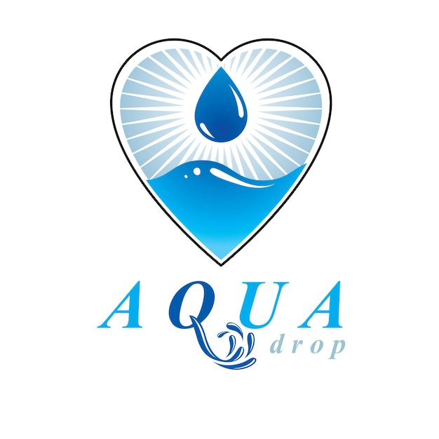 Logo Vectoriel Sur Le Thème De La Fraîcheur De L'océan. Annonce De La Journée De L'eau. Vivre En Harmonie Avec Le Concept De La Nature.