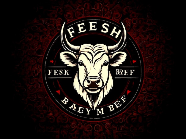 Logo De Viande Bovine Fraîche De Qualité Supérieure Isolé