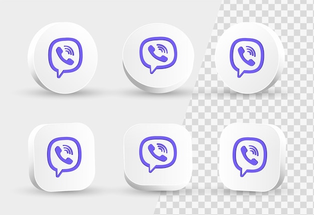 Vecteur logo viber icon 3d dans un cercle blanc moderne et un cadre carré pour les logos d'icônes de médias sociaux