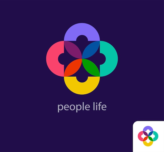 Logo De La Vie Des Gens Conception Colorée Unique Organisation Unité Et Vecteur De Modèle De Logo D'équipe