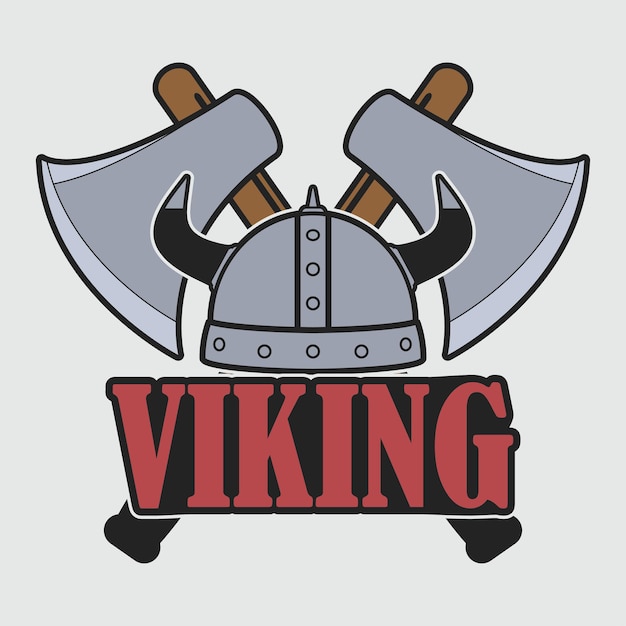 Logo Viking Avec Casque Et Axes Croisés. Conception De Vêtements, Impression Pour T-shirt, Vêtements. Modèle D'emblème. Illustration Vectorielle.