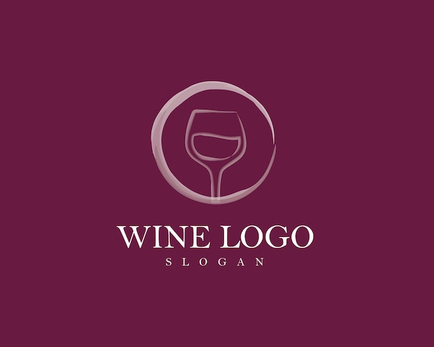 Logo De Vin En Cercle Blanc Pour Vecteur D'entreprise Et Modifiable