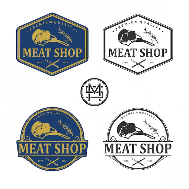 Logo Vintage Du Magasin De Viande