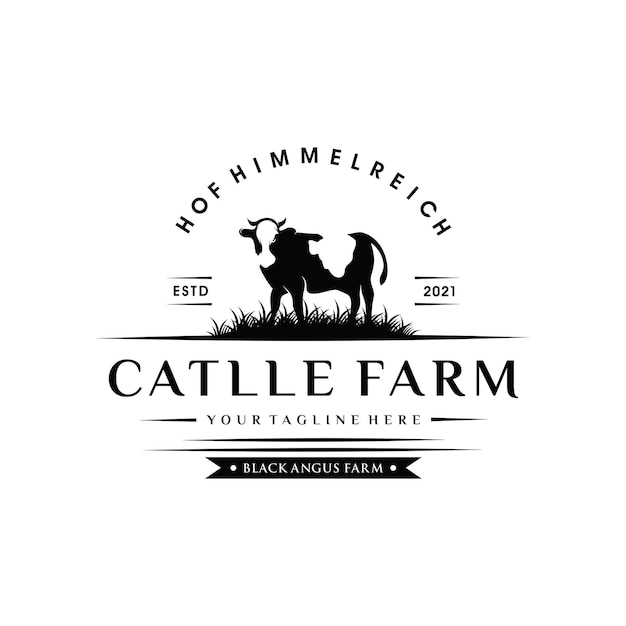 Logo Vintage De Ferme De Bétail