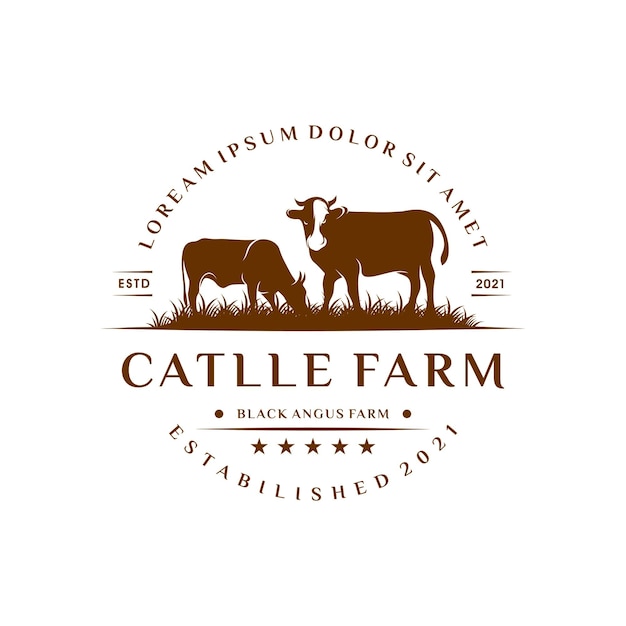 Logo Vintage De Ferme De Bétail