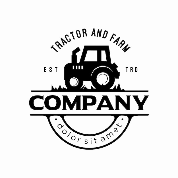 Logo Vintage De Location De Tracteur Agricole