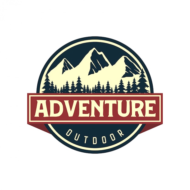 Logo vintage pour l&#39;extérieur avec des éléments de montagne