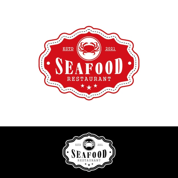 Logo Vintage De Restaurant De Fruits De Mer Avec L'icône De Crabe