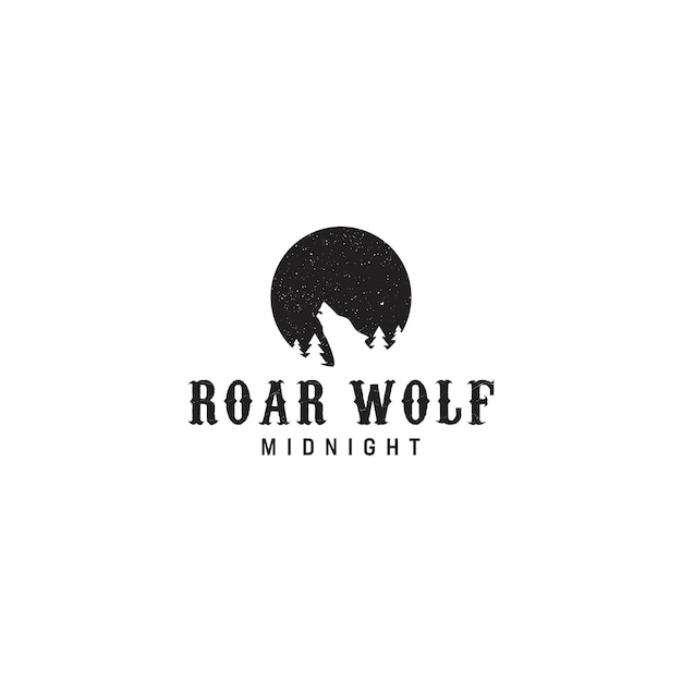 Logo Vintage Roar Wolf Midnight