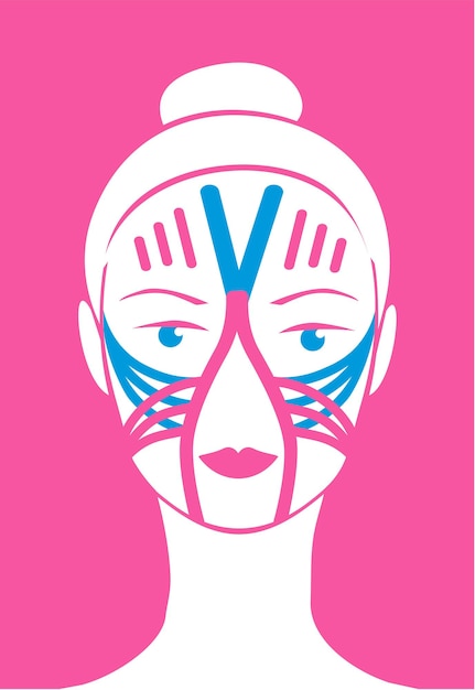 Vecteur logo de visage féminin de concept de bande de kinésiologie