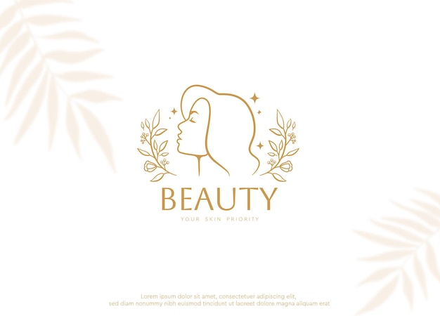 Logo de visage de femme de beauté de luxe pour spa de salon ou logo cosmétique