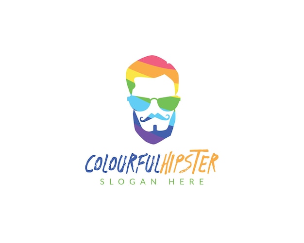 Vecteur logo de visage hipster coloré