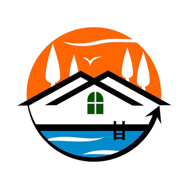 Logo de voyage de vacances de villa Icône Illustration Identité de marque