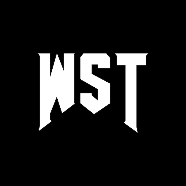 Le logo WST est une combinaison de couleurs en noir et blanc, le logo WST vectoriel, l'icône WST, l'alphabet WST et la typographie.