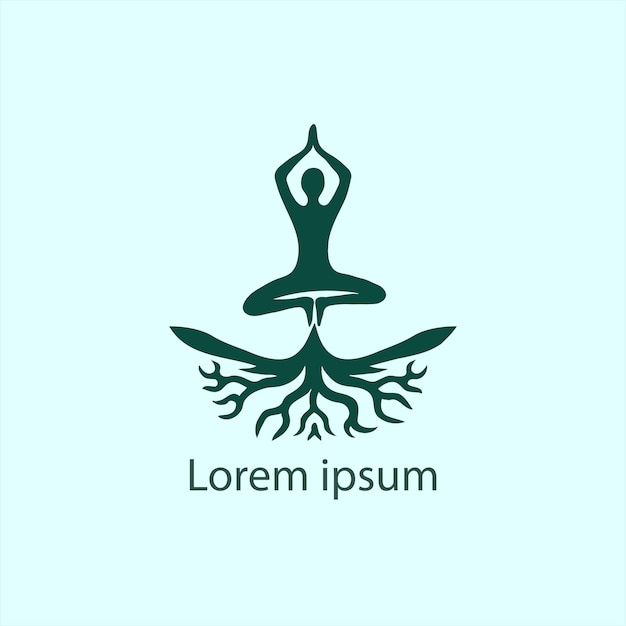 Vecteur un logo de yoga avec un arbre et une personne faisant du yoga