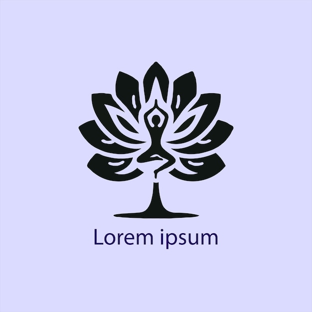 Un Logo De Yoga Avec Un Arbre Et Une Personne Faisant Du Yoga