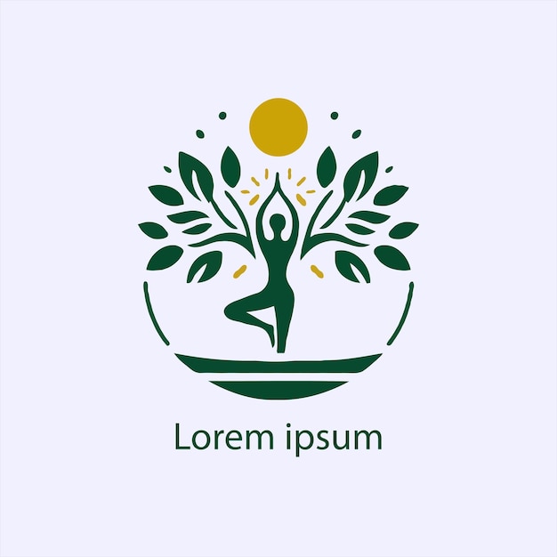 Un Logo De Yoga Avec Un Arbre Et Une Personne Faisant Du Yoga