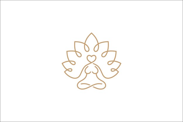 Vecteur logo yoga bien-être santé spa ligne icône symbole de méditation signe d'équilibre d'harmonie zen