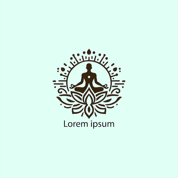 Vecteur un logo de yoga avec un lotus et une personne faisant un fond blanc
