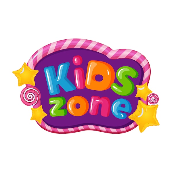 Logo De La Zone Enfants Avec Lettres Au Caramel