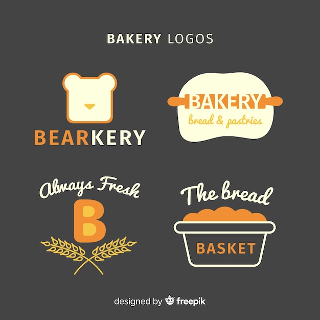 Vecteur logos de boulangerie à plat