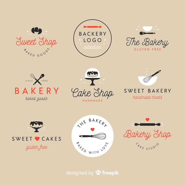 Vecteur logos de boulangerie à plat