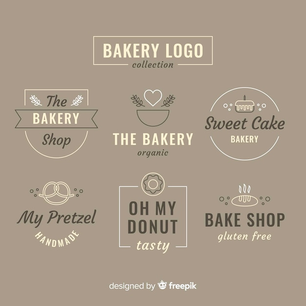 Vecteur logos de boulangerie à plat