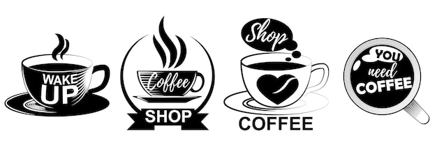 Vecteur logos de café sous différentes formes isolés