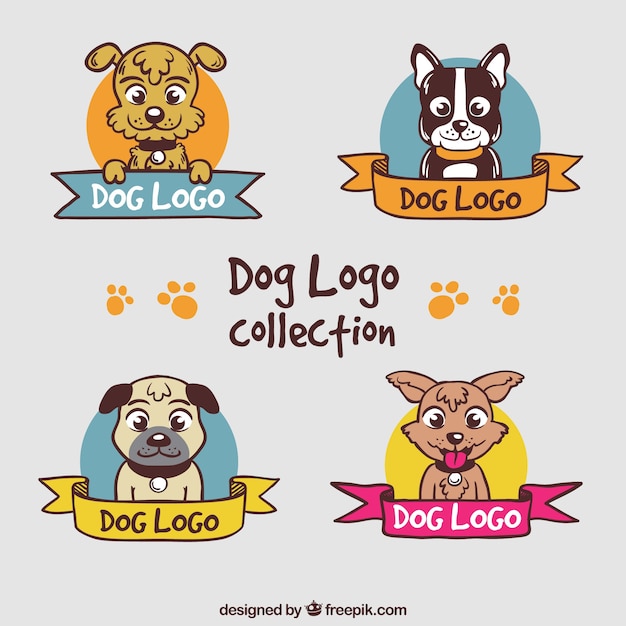 Logos De Chien Colorés Avec Rubans Décoratifs