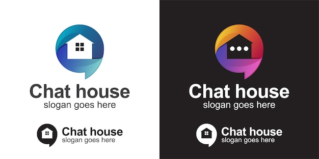 Logos Créatifs Des Inspirations De Logo Dégradé House Talk Chat Bulle