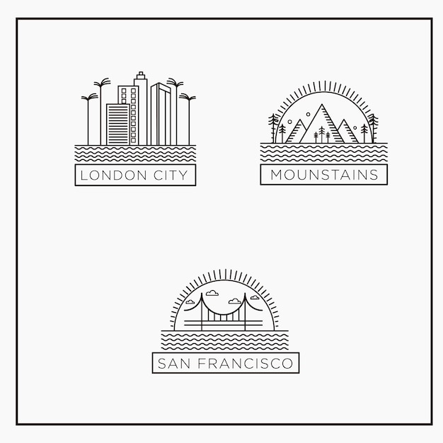 Vecteur logos de dessins au trait