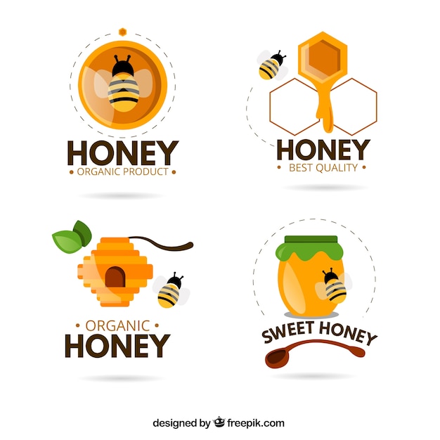 Vecteur logos drôles pour miel biologique