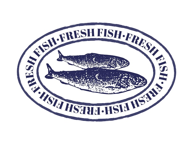 Vecteur logos, étiquettes et éléments de conception de poisson frais. autocollant poisson