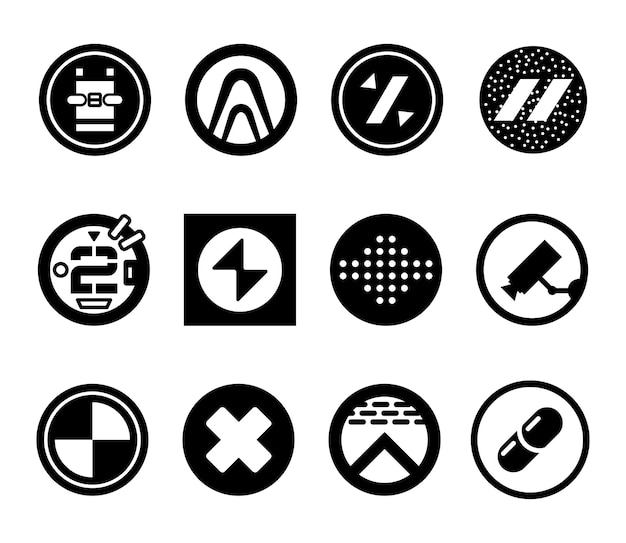 Logos Futuristes Abstraits. Icônes De Science-fiction. Illustration Vectorielle