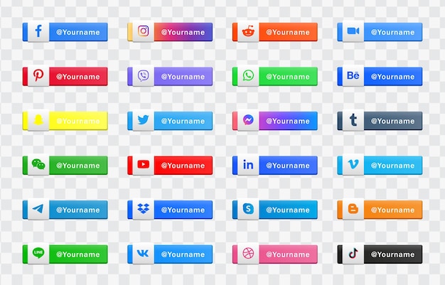 Logos D'icônes De Médias Sociaux Modernes Ou Bannières De Plate-forme De Réseau Bouton D'icône Instagram Du Logo Facebook