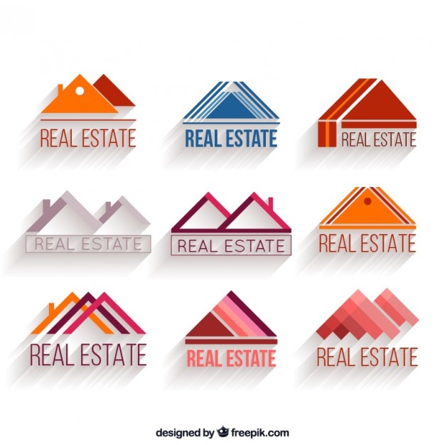 Vecteur logos immobilier triangle en forme définie