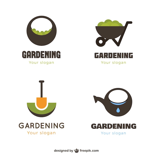 Vecteur logos de jardinage géométriques