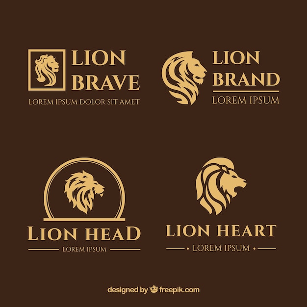 Logos Lion, Style élégant Avec Un Fond Brun