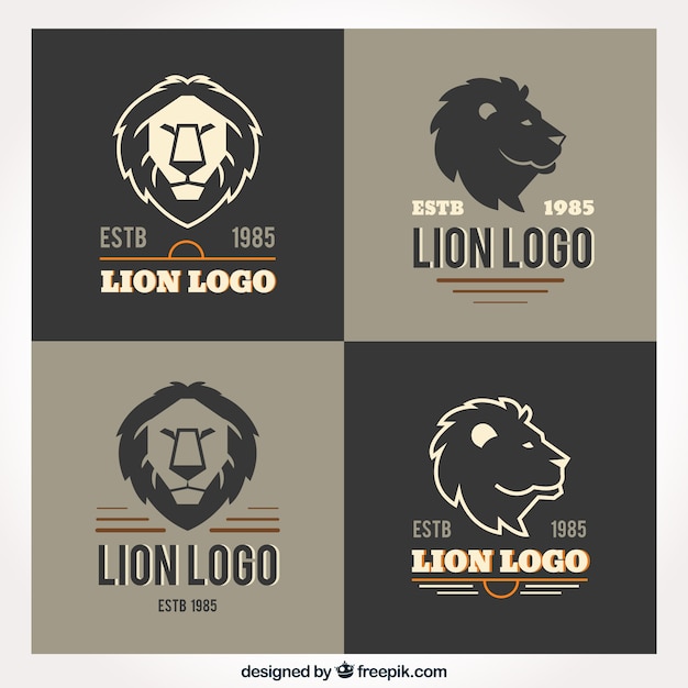 Vecteur logos lion, style rétro