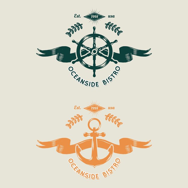 Vecteur logos marins vintage