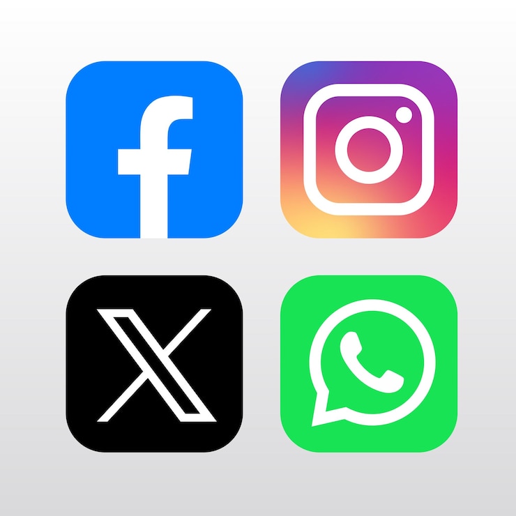Vecteur les logos des médias sociaux pour facebook, instagram x et whatsapp